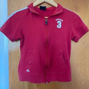 Adidas short sleeve track shirt zip-up